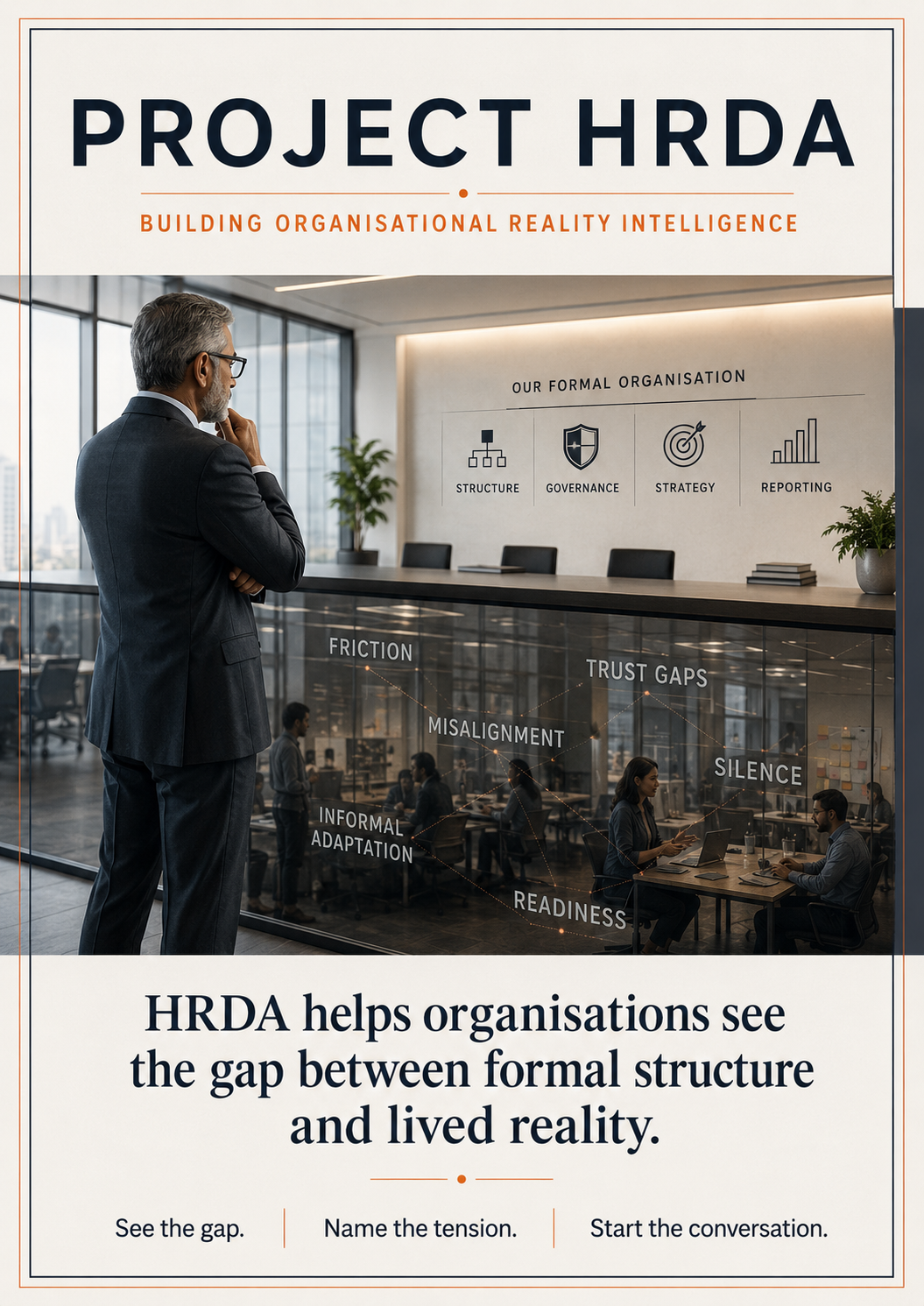 Project HRDA visual showing the gap between formal structure and lived reality